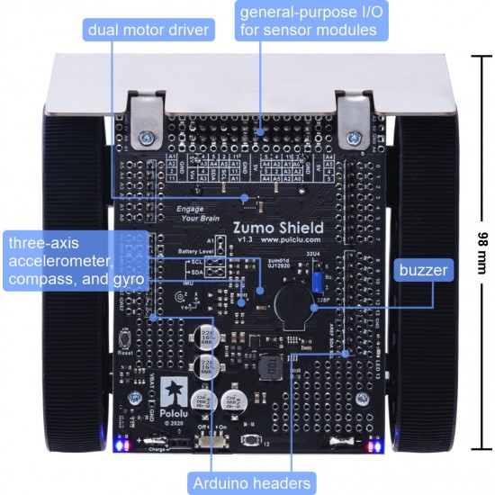 Zumo Tracked Robot Kit for Arduino (w/ 75:1 HP Motors) | volthub.Com