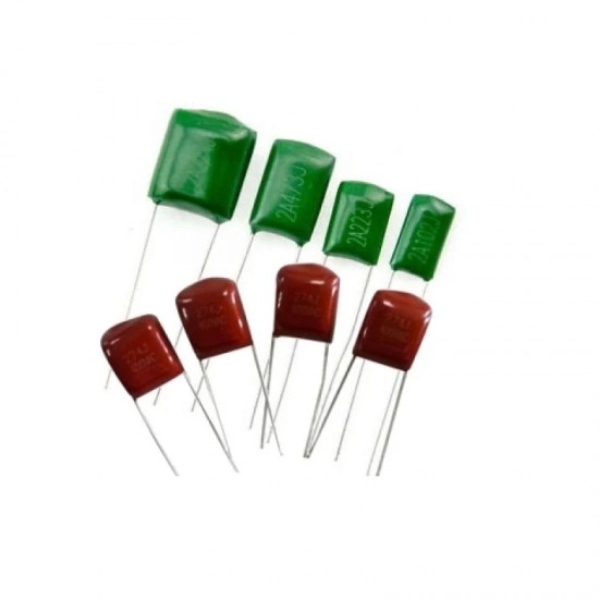 3.3nF (0.0033uF – 2A332J) – 100V Polyester Film Capacitor-(pack of 10)