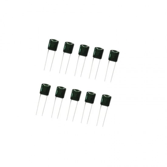 3.3nF (0.0033uF – 2A332J) – 100V Polyester Film Capacitor-(pack of 10)