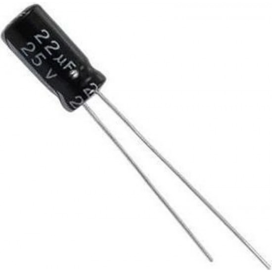 22uF 25V Through hole capacitor (DIP) – (Pack of 50)