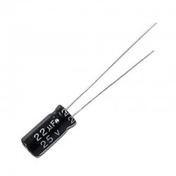 22uF 25V Through hole capacitor (DIP) – (Pack of 50)