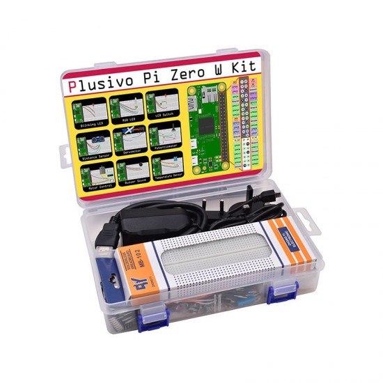 Plusivo Pi Zero W Super Starter Kit without Raspberry Pi Zero WH and without NOOBs – EU and UK interchangeable plug