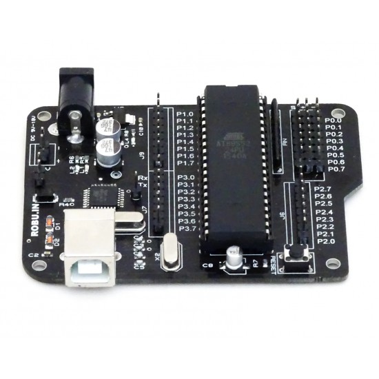 SmartElex Aryabhatta 8051 Microcontroller Development Board AT89S52 with Onboard USB Programmer