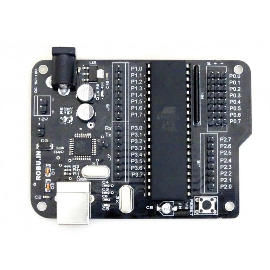 SmartElex Aryabhatta 8051 Microcontroller Development Board AT89S52 with Onboard USB Programmer