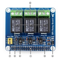 Waveshare 3 Channel Relay HAT Smart Home for Raspberry Pi 3