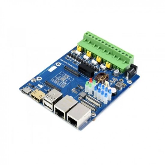 Waveshare Dual ETH Quad RS485 Base Board (B) for Raspberry Pi Compute Module 4, Gigabit Ethernet, 4CH Isolated RS485