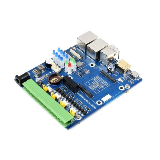 Waveshare Dual ETH Quad RS485 Base Board (B) for Raspberry Pi Compute Module 4, Gigabit Ethernet, 4CH Isolated RS485