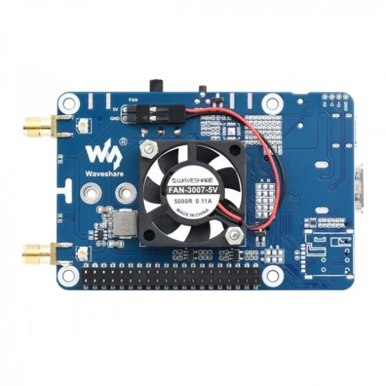 Waveshare EM06-E LTE Cat-6 HAT for Raspberry Pi, Dual Antennas LTE-A, Multi Regions Multi Band, GNSS