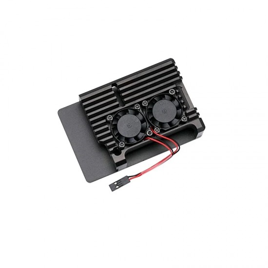 Aluminum Heat Sink Case with Double Fans for Raspberry Pi 4B – Black