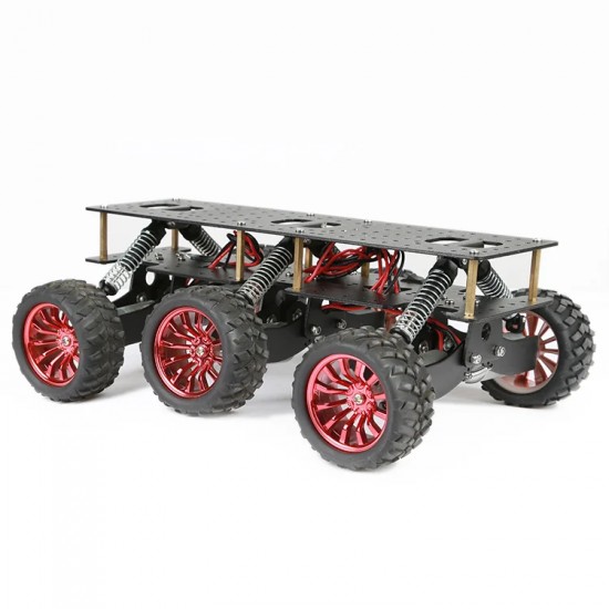 Black 6WD Search Rescue Platform Smart Car Chassis Damping Off-Road Climbing WIFI Car