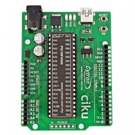 CIKU PIC PIC18F4550 based Arduino form factor starter kit