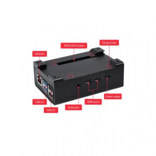 DIN Rail Aluminum Case for Raspberry Pi 4 with Cooling Fan and Heatsinks