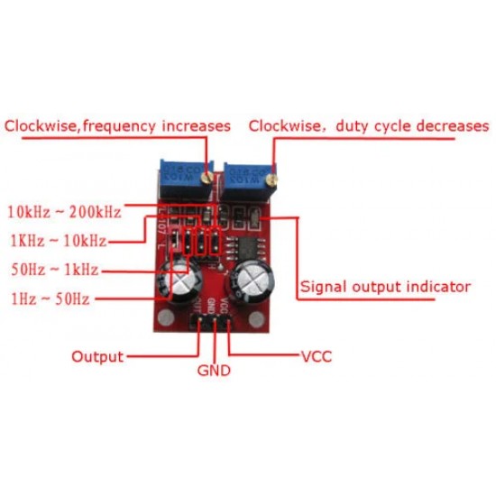 NE555 Pulse Frequency Duty Cycle Adjustable Module Square Wave Signal Generator