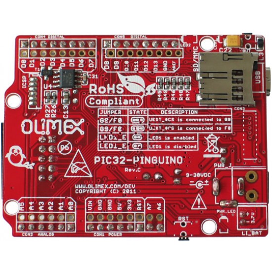 Olimex PIC32-PINGUINO-OTG ARDUINO like PIC32MX440F256H USB-OTG