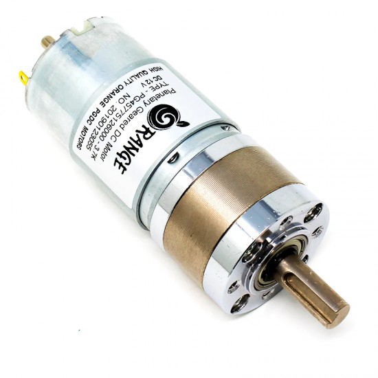 Orange Planetary Gear DC Motor 12V 1350RPM 20 N-cm PGM45775-3.7K