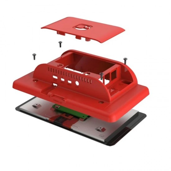 Raspberry Pi 4 Model B Touchscreen 7 inch Display Case -ABS, Red