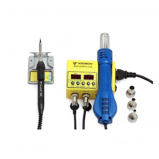 SOLDRON 8898 Portable Dual Hot Air Soldering Station with wall mounting