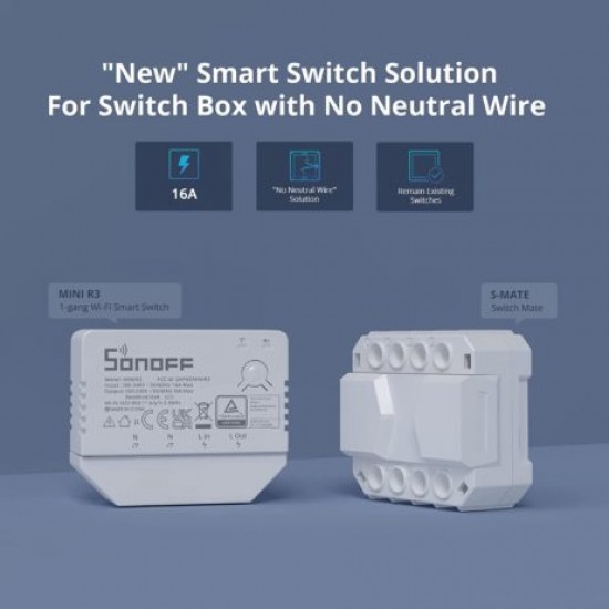 Sonoff mini R3 16A Wifi Bluetooth Smart Switch Work with Alexa Google home