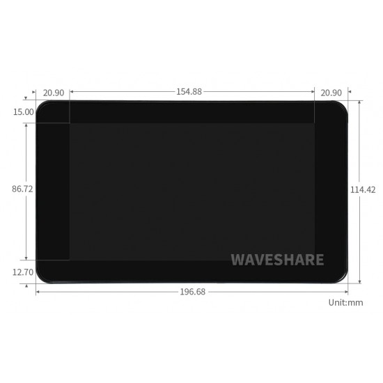 Waveshare 7inch Capacitive Touch IPS Display for Raspberry Pi, with Protection Case, 1024×600, DSI Interface
