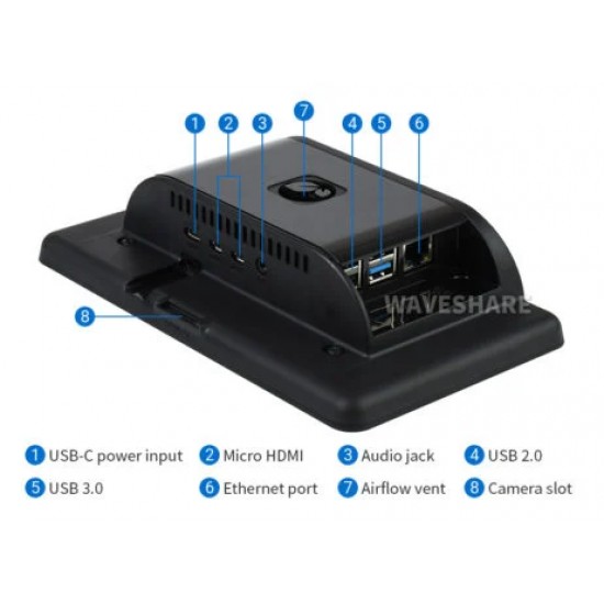 Waveshare 7inch Capacitive Touch IPS Display for Raspberry Pi, with Protection Case, 1024×600, DSI Interface