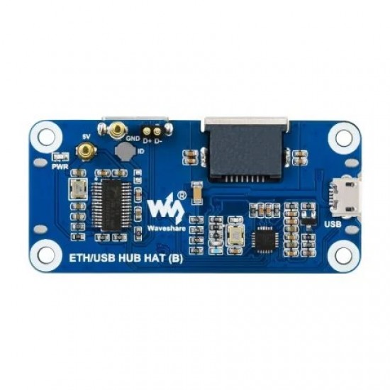 Waveshare Ethernet / USB HUB HAT (B) for Raspberry Pi Series, 1x RJ45, 3x USB 2.0