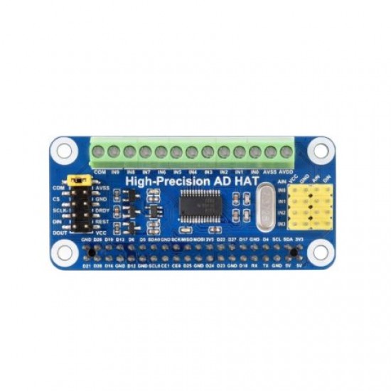 Waveshare High-Precision AD HAT For Raspberry Pi, ADS1263 10-Ch 32-Bit ADC