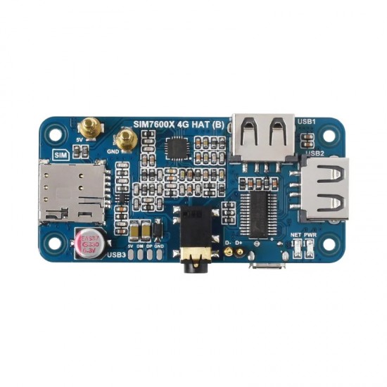 Waveshare SIM7600G-H 4G HAT (B) for Raspberry Pi, LTE Cat-4 4G / 3G / 2G Support