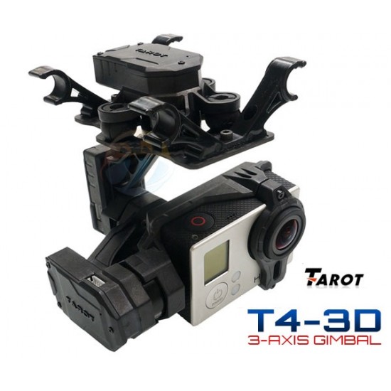 Tarot 3 Axis Gimbal T4-3D Dual Shock Absorber PTZ for Gopro Hero4 3+ 3 FPV RC Drone TL3D02
