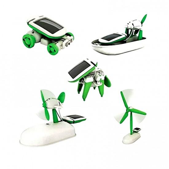 6 in 1 DIY Solar Powered Car Windmill Puppy Airboat Plane Learning Toy Kit