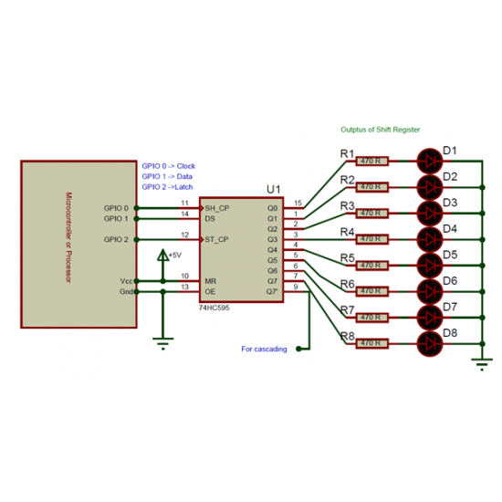 74HC595 Serial to Parallel Shifting IC