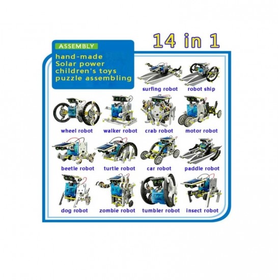 DIY 14 in 1 Educational Solar Transformers Robot Kit Toy