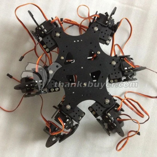 DIY 18DOF Aluminum Hexapod Spider Six 3DOF Legs Robot Kit with 32CH Controller