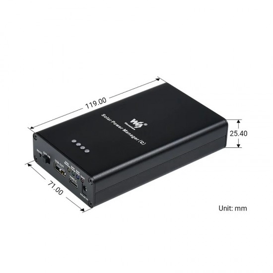 Waveshare Solar Power Manager (C), Supports 3x 18650 Batteries, Multi Protection Circuits