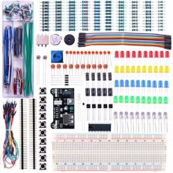 Quad Store(TM) – Basic Electronics Kit For Arduino Uno R3, Raspberry Pi With Breadboard, Capacitor, Resistor, Led, Switch Etc.