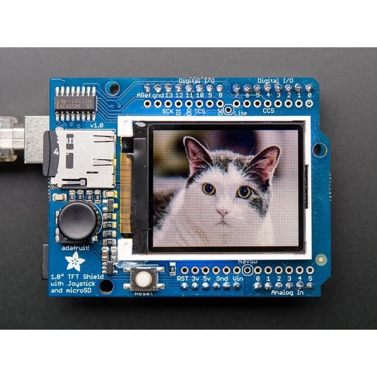 Adafruit 1.8″ 18-bit Color TFT Shield w/microSD and Joystick