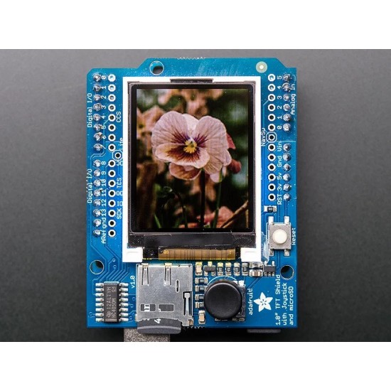Adafruit 1.8″ 18-bit Color TFT Shield w/microSD and Joystick